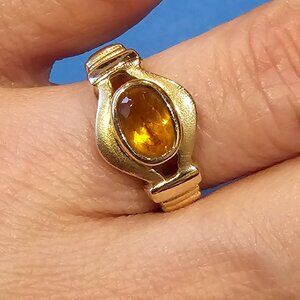 14K Yellow Gold and Citrine Ring, size 6.25
